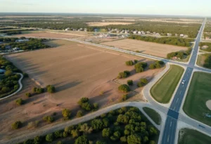 Aerial view of the Guajolote Ranch development area in Texas