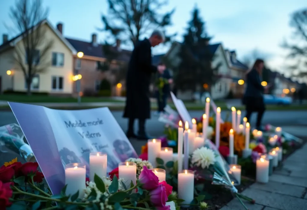 Candles and flowers at a memorial for victims of the Hanukkah shooting