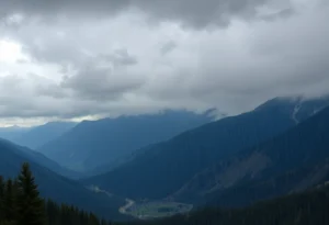 Flooding in Sierra Nevada mountains due to atmospheric rivers