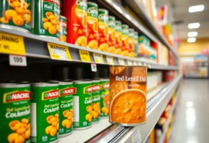 H-E-B Meal Simple brand Red Lentil Dal Soup with allergen alert