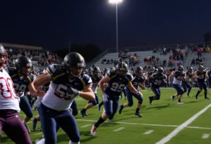 High school football players in action during a game in San Antonio