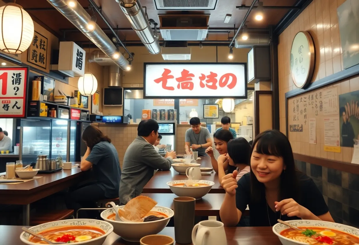 Diners enjoying ramen at Hoka Hoka Fuku in San Antonio