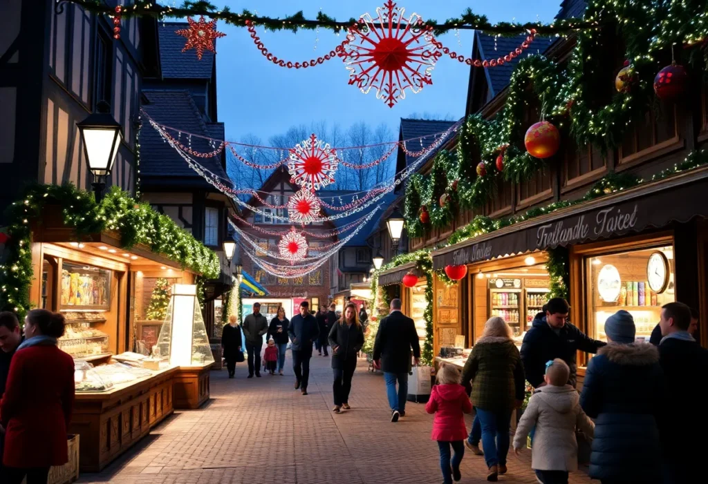 Families celebrating at Holiday in the Village in La Villita, San Antonio.