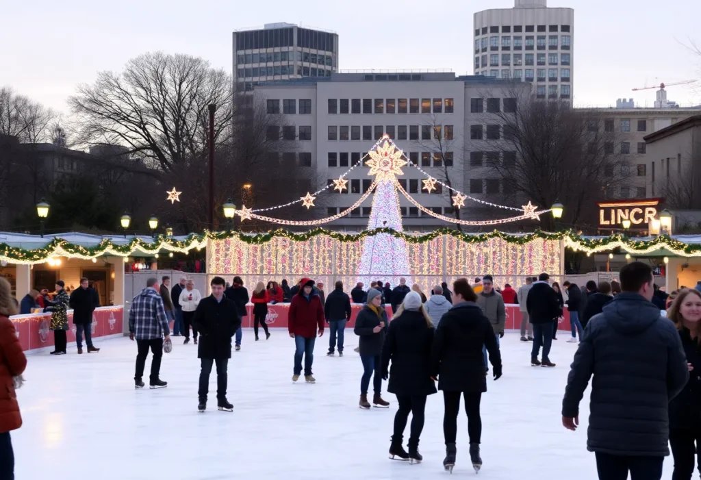 Outdoor ice-skating rink at Holidays at The Rock event in San Antonio