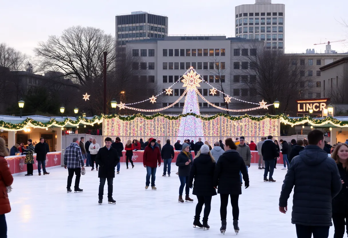 Outdoor ice-skating rink at Holidays at The Rock event in San Antonio