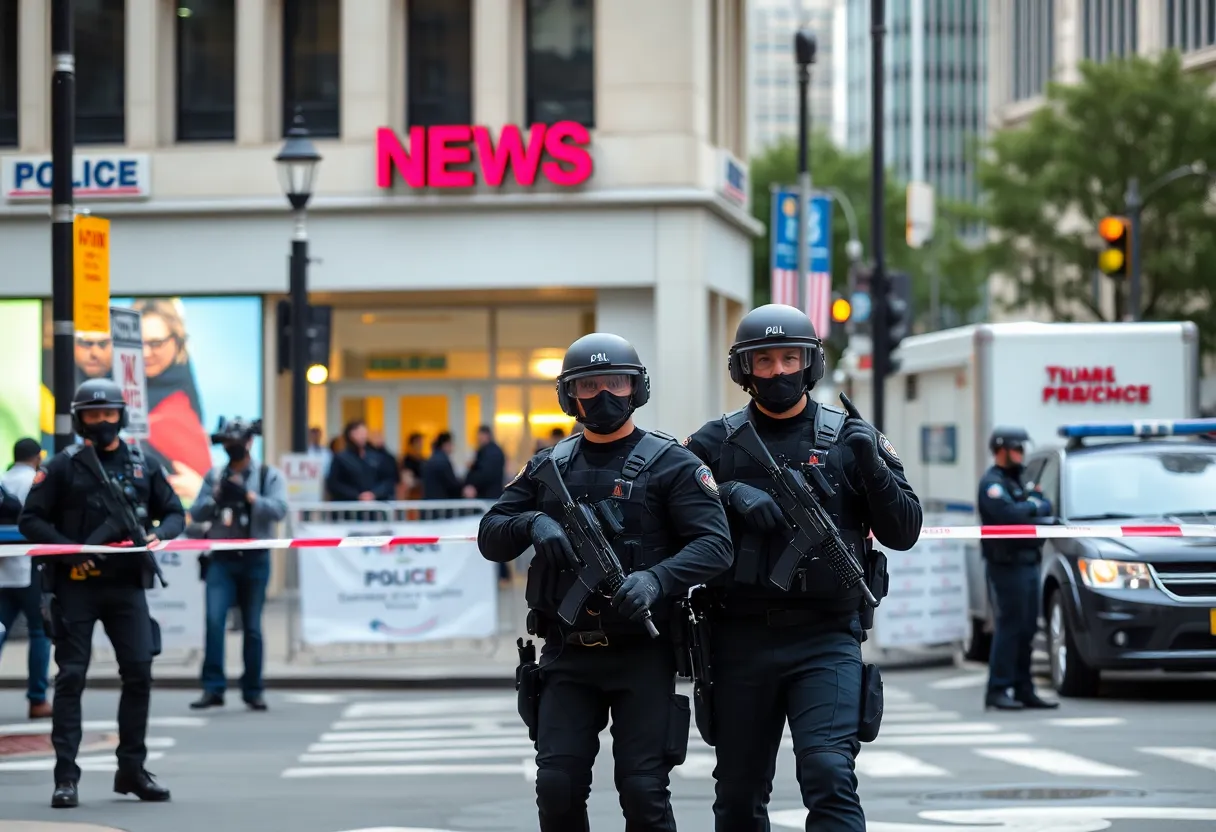 Federal agents conducting an operation outside a news station in San Antonio