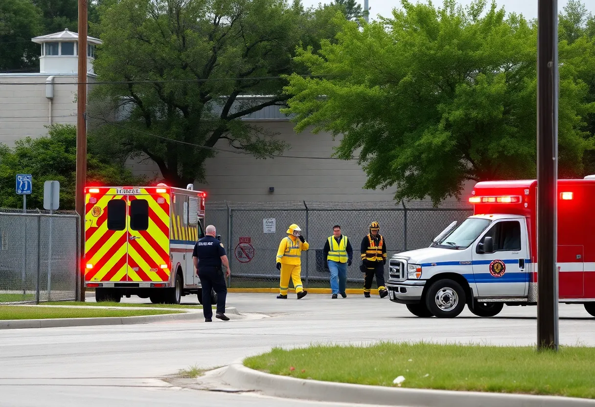 Emergency responders at ICE facility in San Antonio during evacuation