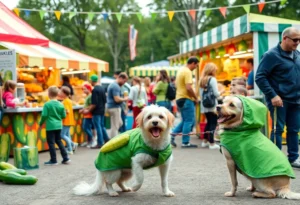 Families enjoying activities at the In a Pickle Festival in Helotes