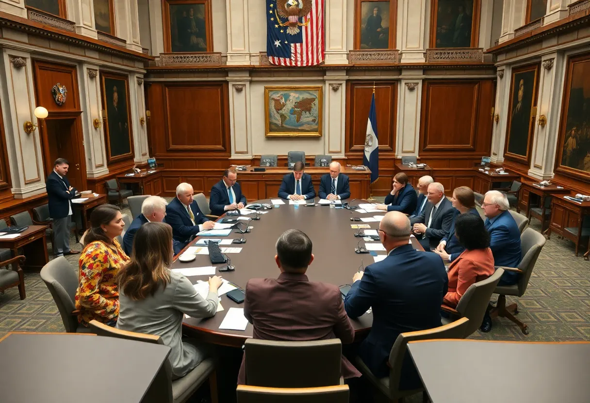 A meeting room illustrating the political discussions in Iraq.