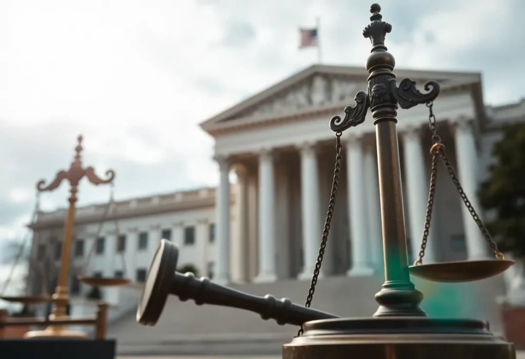 Abstract representation of political justice and investigation themes.