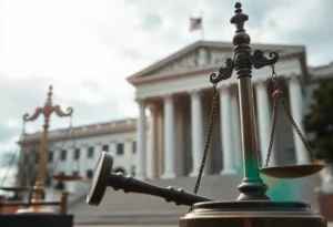 Abstract representation of political justice and investigation themes.