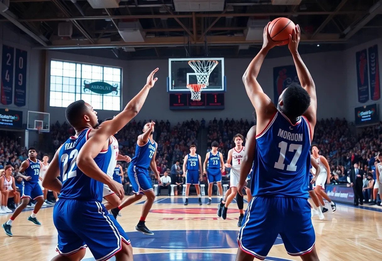 Basketball players from Utah Jazz and San Antonio Spurs competing on the court