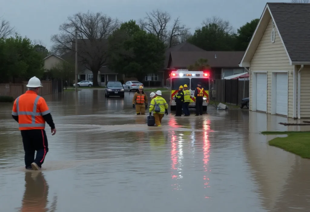 Emergency responders helping residents during the Kerrville floods