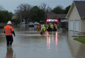 Emergency responders helping residents during the Kerrville floods