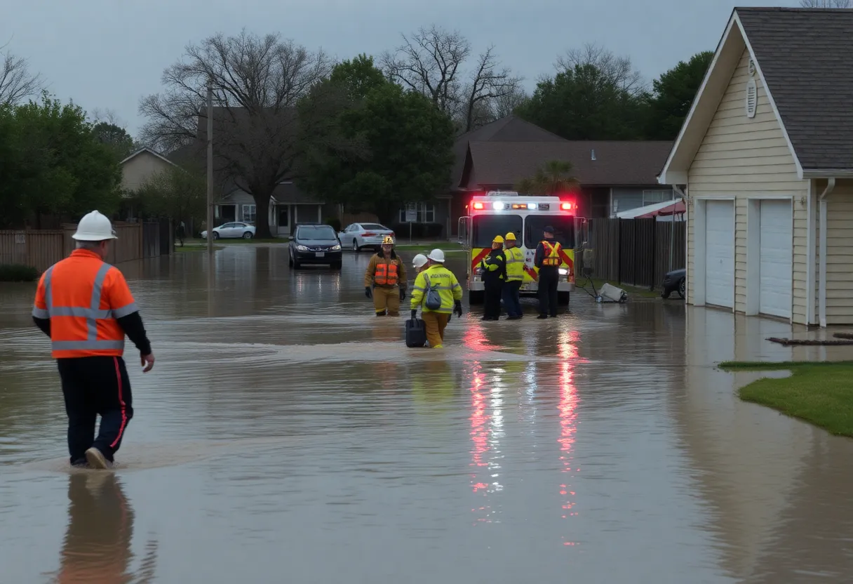Emergency responders helping residents during the Kerrville floods