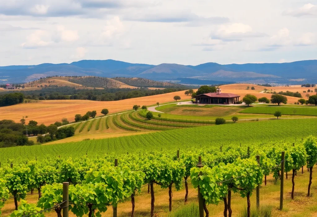 Vineyard landscape in Fredericksburg, Texas