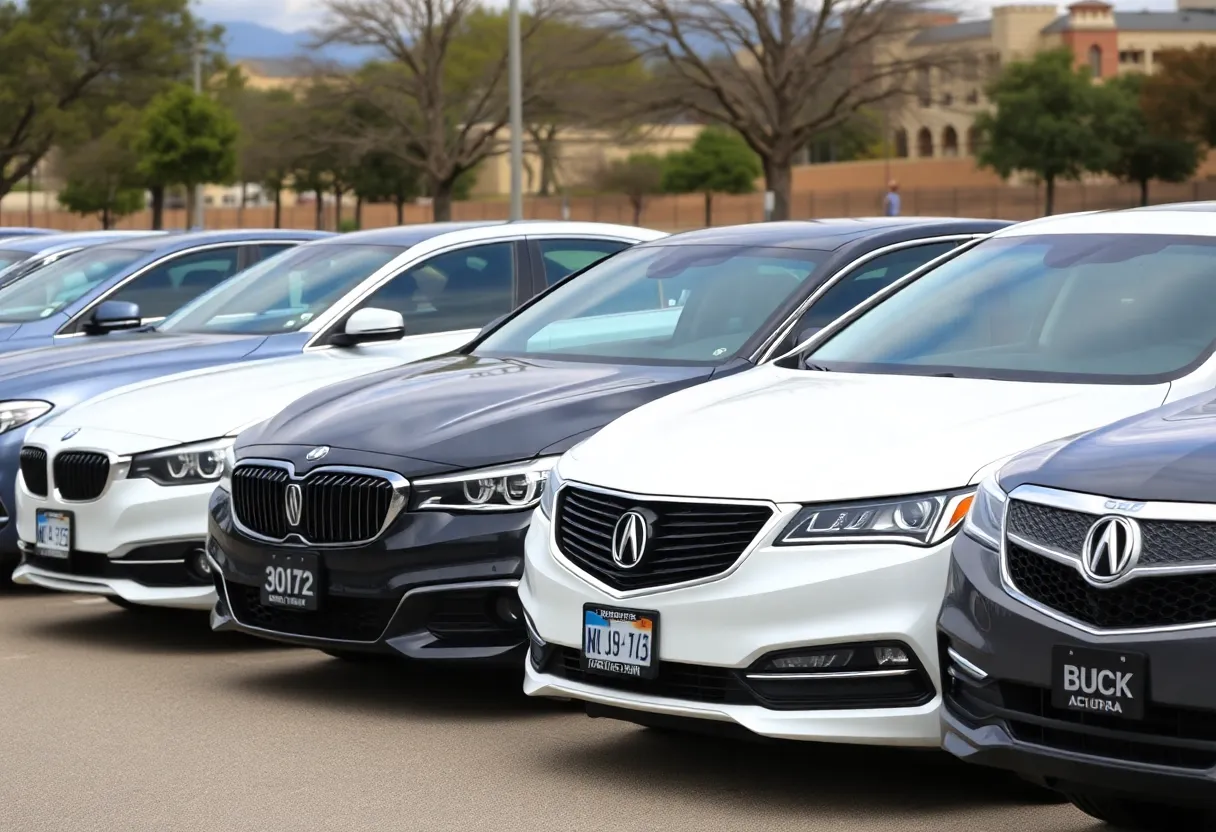 Lineup of used luxury vehicles for sale in San Antonio