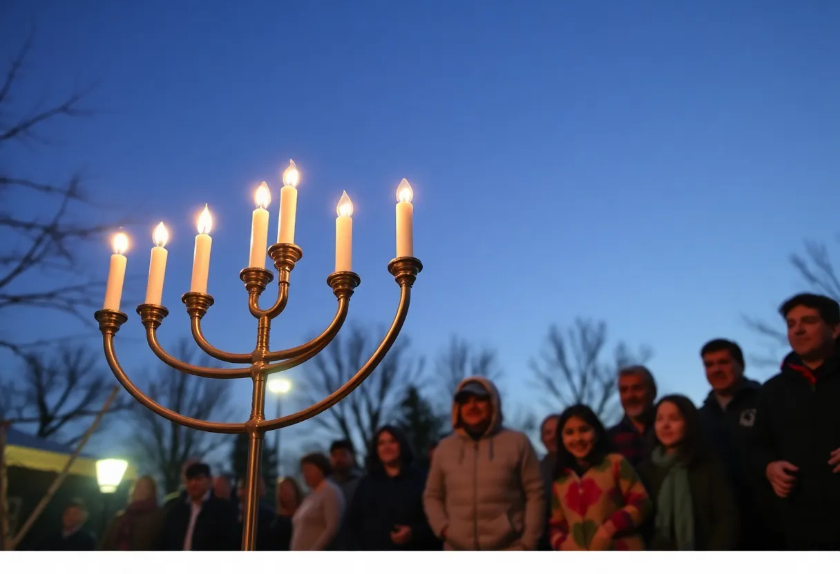 Families gathered at the menorah lighting ceremony in San Antonio.