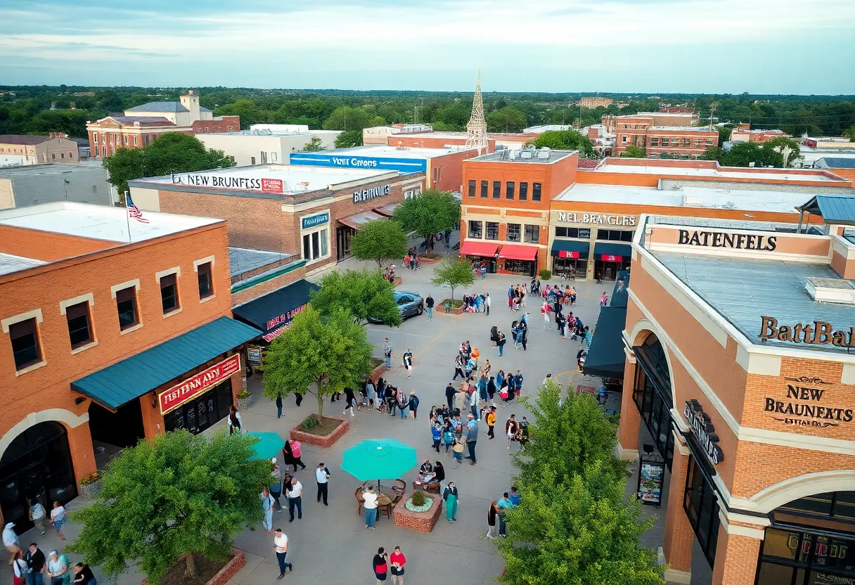 Aerial view of New Braunfels showing new business openings