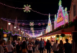 Celebration in New Braunfels showcasing lights and community spirit.