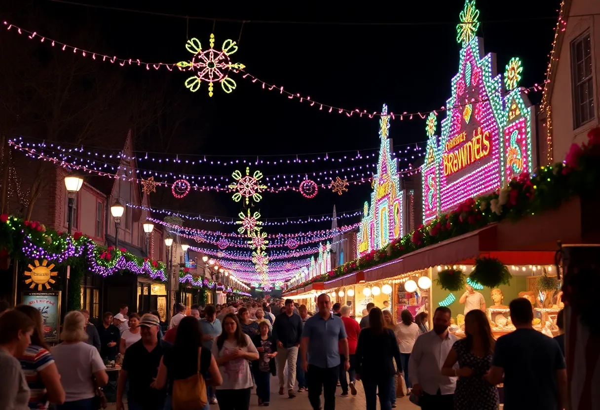 Celebration in New Braunfels showcasing lights and community spirit.