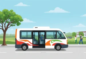 Microtransit vehicle for Ride the Rio service in New Braunfels