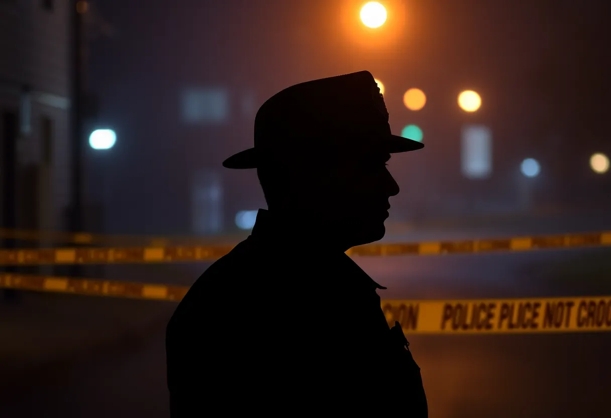 Police investigation scene with crime tape