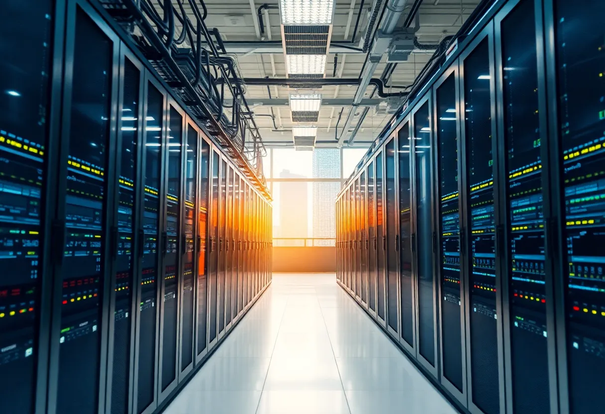 Illustration of a new data center representing technology growth in San Antonio.