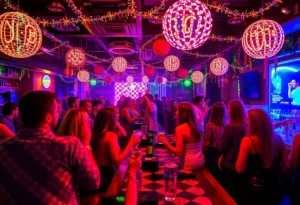 Guests enjoying the New Year 80s-themed party at Odds Bar + Bistro