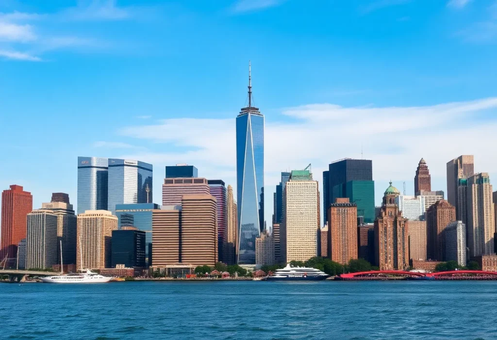 A skyline view of New York City symbolizing diversity and community rights.