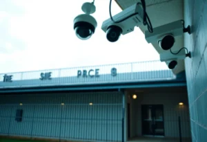 Modern correctional facility showcasing security measures