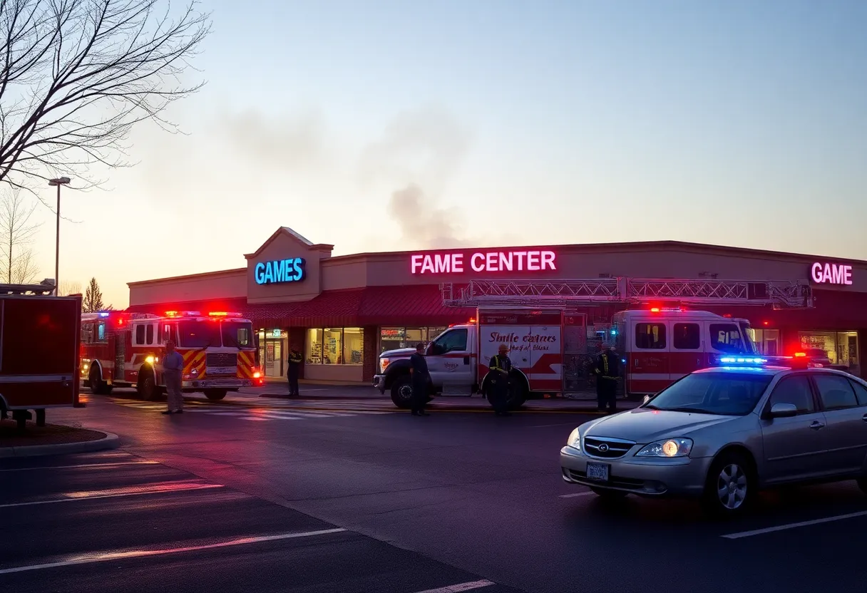 Firefighters responding to a game center fire in San Antonio
