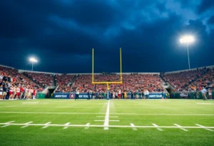 North Texas football game with fans cheering