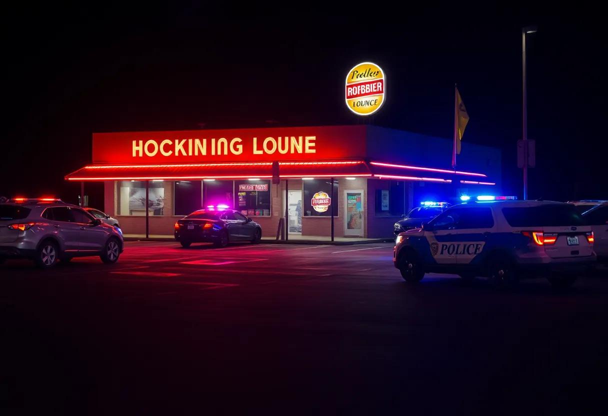 Parking lot outside a hooking lounge in San Antonio with police presence.