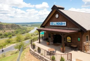 Exterior view of the River Road Ice House in New Braunfels, Texas
