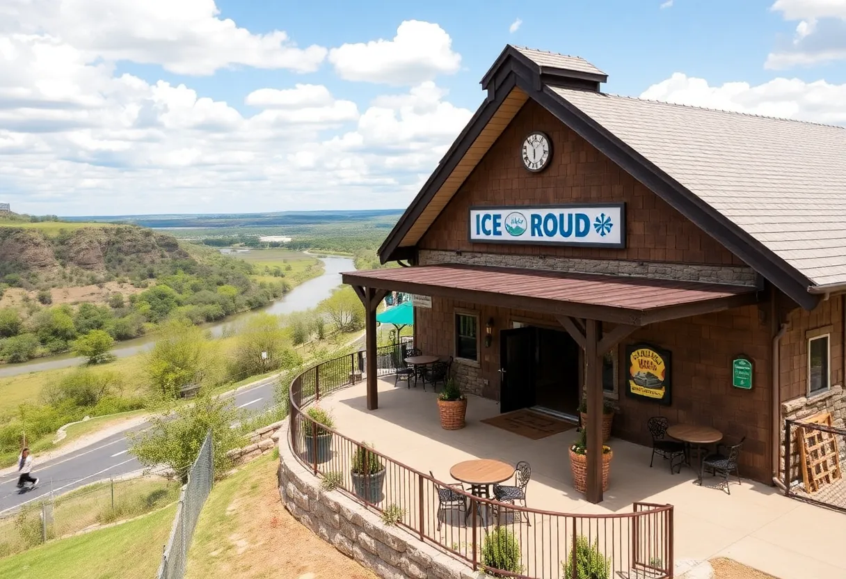 Exterior view of the River Road Ice House in New Braunfels, Texas