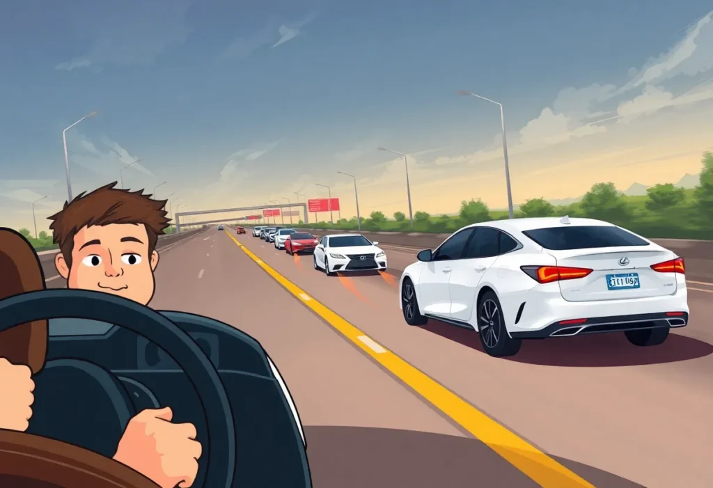 Illustration of a road rage incident on MoPac Expressway