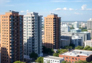 Modern apartment buildings in San Antonio