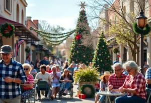 People enjoying Christmas in warm weather in San Antonio