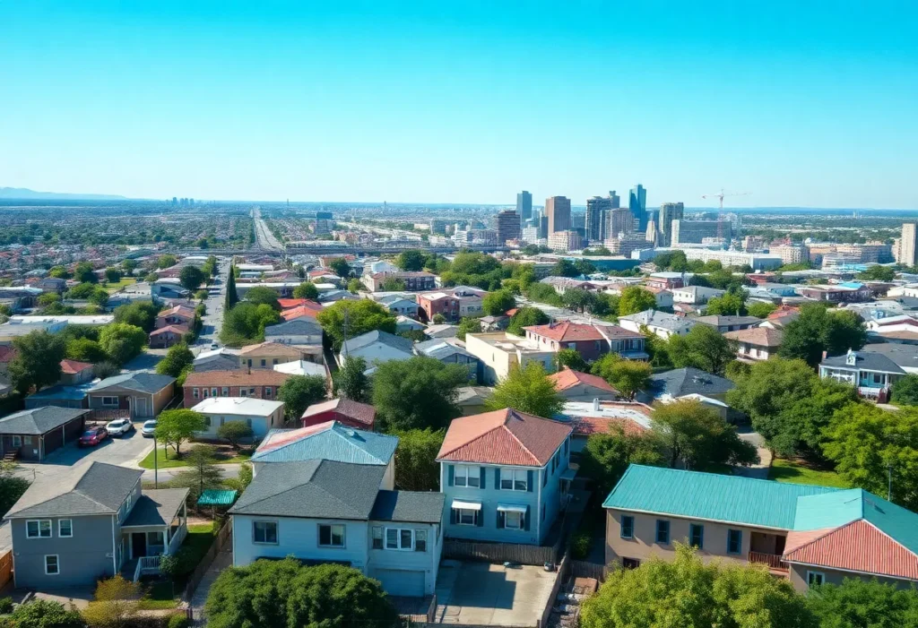 A vibrant neighborhood in San Antonio reflecting affordable living conditions.