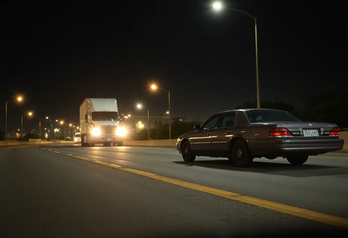 Scene of a crash involving an 18-wheeler on a highway in San Antonio