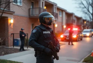 Law enforcement officers at the scene of the shooting incident at Artisan at Willow Springs apartments.