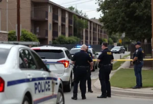 Scene of the San Antonio deputy constable shooting incident with police presence.