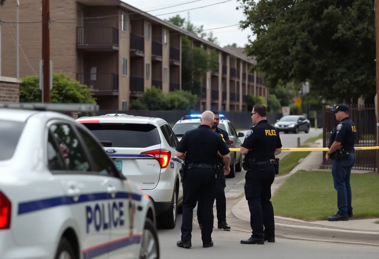 Scene of the San Antonio deputy constable shooting incident with police presence.