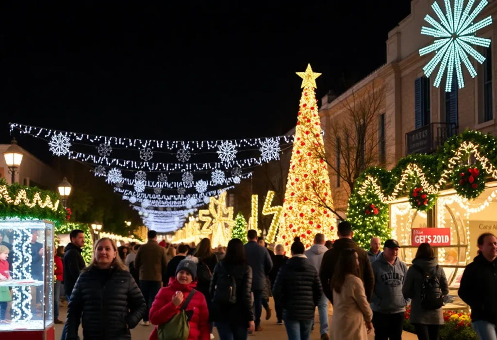 Families enjoying free holiday events in San Antonio.