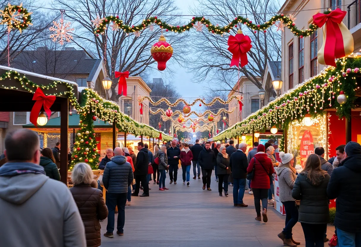 Crowd enjoying festive holiday events in San Antonio