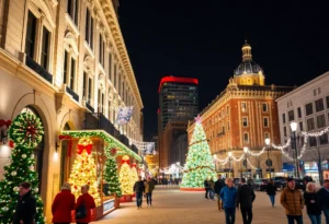 Decorated San Antonio street during the holiday season