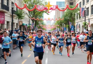 Participants running in the San Antonio Marathon.
