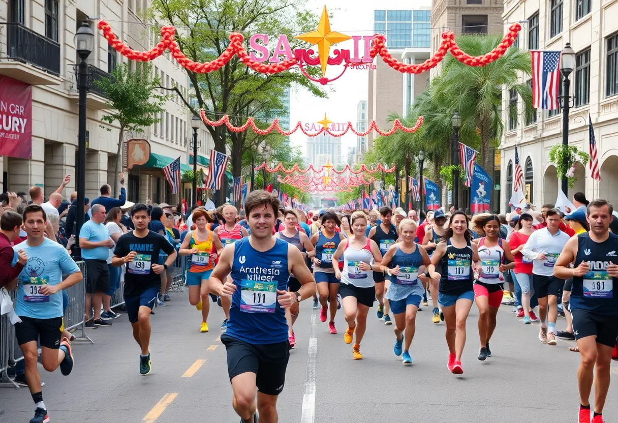 Participants running in the San Antonio Marathon.