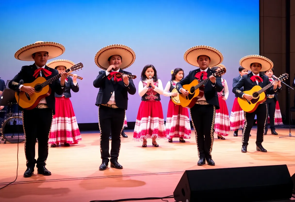 High school students performing in a mariachi competition
